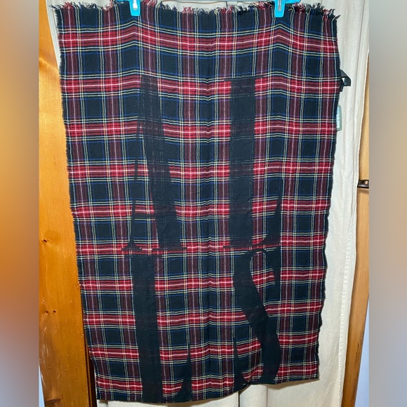 All Saints Vertical Plaid Wool Blend Scarf - Picture 2 of 9